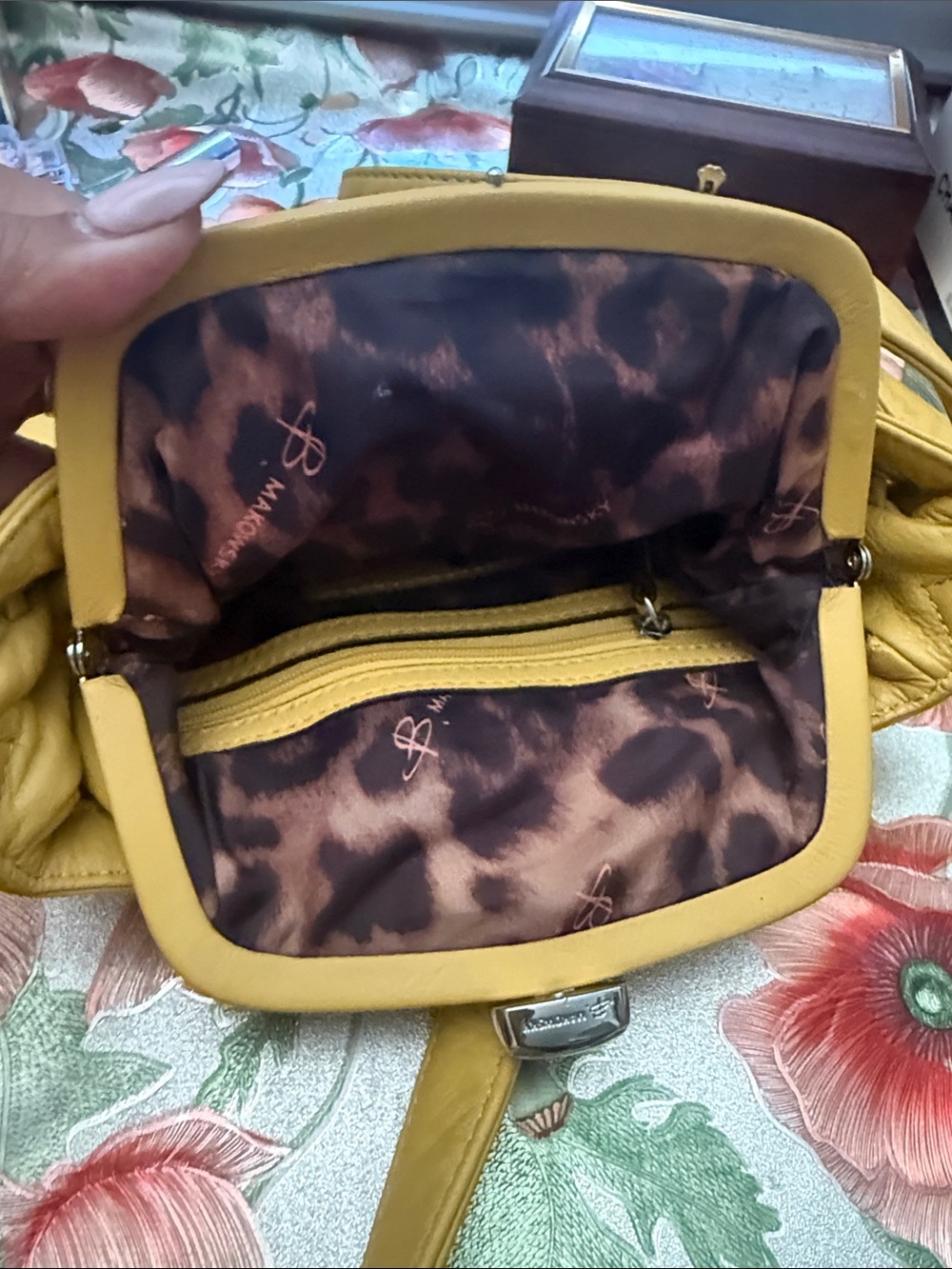 b. makowsky Yellow Leather Drawstring Shoulder Bag - Picture 2 of 9